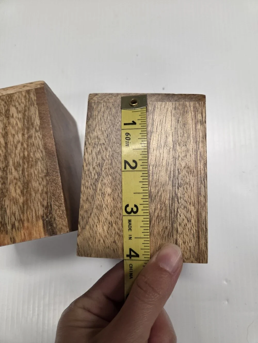 Vintage Solid Wood Pencil Cup Holder Pair Set of 2 Geometric Square Office Desk
